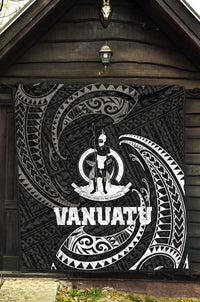 Vanuatu Polynesian Premium Quilt - White Tribal Wave - Polynesian Pride
