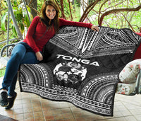 Tonga Premium Quilt - Tonga Coat Of Arms Polynesian Chief Black Version - Polynesian Pride