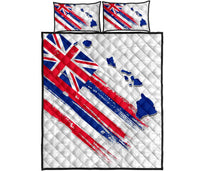 Hawaii Flag Polynesian Quilt Bed Set White - Polynesian Pride