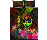 Guam Polynesian Quilt Bed Set - Hibiscus and Banana Leaves - Polynesian Pride