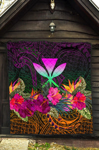 Polynesian Hawaii Kanaka Maoli Premium Quilt - Summer Hibiscus - Polynesian Pride