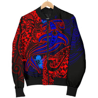 Samoa Men's Bomber Jacket - Blue Shark Polynesian Tattoo - Polynesian Pride