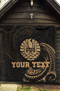 Tahiti Polynesian Custom Personalised Premium Quilt - Gold Tribal Wave - Polynesian Pride