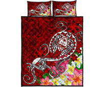 Guam Quilt Bed Set - Turtle Plumeria (Red) - Polynesian Pride
