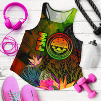 Federated States of Micronesia Polynesian Women's Racerback Tank - Hibiscus and Banana Leaves - Polynesian Pride