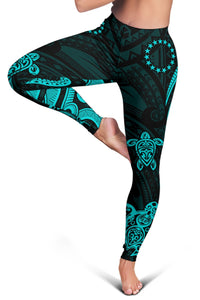 Cook Islands Women's Leggings - Turquoise Tentacle Turtle - Polynesian Pride
