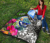 Federated States of Micronesia Premium Quilt - Turtle Plumeria Banana Leaf - Polynesian Pride