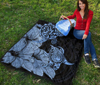 Hawaii Turtle Premium Quilt Polynesian Hibiscus Art Blue AH - Polynesian Pride