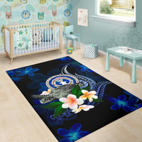 Northern Mariana Islands Polynesian Area Rug - Turtle With Plumeria Flowers - Polynesian Pride