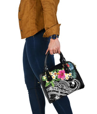 YAP Polynesian Shoulder Handbag - Summer Plumeria (Black) - Polynesian Pride
