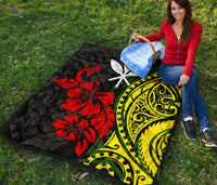Hawaii Premium Quilt - Kanaka Maoli Hibiscus Flowers - Polynesian Pride
