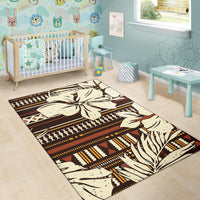 Polynesian Area Rug - Hibiscus Flower Tribal Fabric Wallpaper - Polynesian Pride