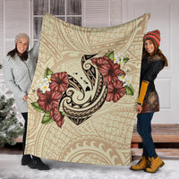 Hawaii Fish Hook Hibiscus Plumeria Polynesian Premium Blanket - Polynesian Pride