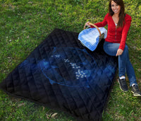 Hawaii Map Galaxy Dolphin Premium Quilt - Blue - Polynesian Pride