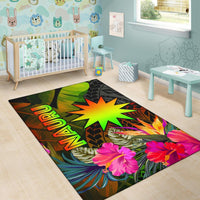 Nauru Polynesian Area Rug - Hibiscus and Banana Leaves - Polynesian Pride