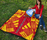 Papua New Guinea Premium Quilt - Papua New Guinea Coat Of Arsms Polynesian Yellow Tattoo - Polynesian Pride