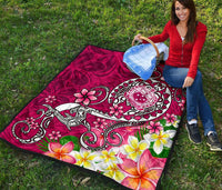 Samoa Premium Quilt - Turtle Plumeria (Pink) - Polynesian Pride