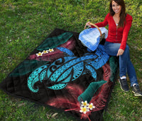 Hawaii Turtle Polynesian Tropical Premium Quilt - Ghia Style Turquoise - Polynesian Pride