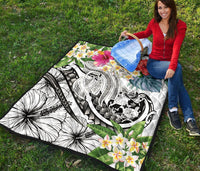 Tonga Polynesian Premium Quilt - Summer Plumeria (White) - Polynesian Pride