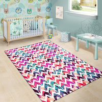 Palm Foliage On Striped Zigzag Rug - Polynesian Pride