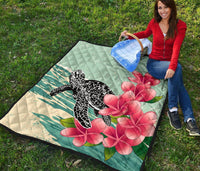 Hawaii Premium Quilt - Hawaii Turtles With Plumeria Classic Premium Quilt - Polynesian Pride