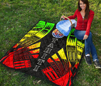Tahiti Premium Quilt - Tahiti Flag Polynesian Reggae Tattoo - Polynesian Pride