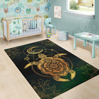 Turtle Hibiscus Golden Galaxy Area Rug AH - Polynesian Pride