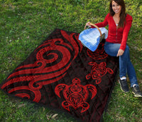 Tahiti Polynesian Premium Quilt - Red Tentacle Turtle - Polynesian Pride