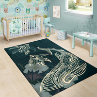 Hawaii Tropical Hibiscus Aumakua Rug - Lucas Style - Green Rug - Polynesian Pride