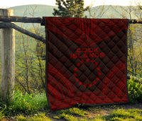 Cook Islands Premium Quilt - Cook Islands Flag Polynesian Chief Red Version - Polynesian Pride