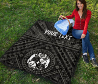 Tonga Personalised Premium Quilt - Tonga Seal With Polynesian Tattoo Style (Black) - Polynesian Pride