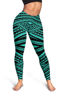 Polynesian Tatau Turquoise Hawaii Women's Leggings AH - Polynesian Pride