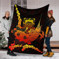 Tuvalu Polynesian Premium Blanket - Swordfish With Hibiscus - Polynesian Pride
