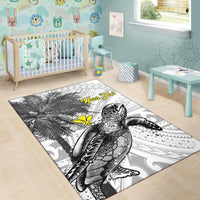 Hawaii Custom Personalised Area Rug - Turtle Palm Tree White - Polynesian Pride