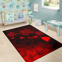 Hawaii Turtle Hibiscus Map Polynesian Area Rug AH - Polynesian Pride