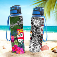 Fiji Custom Personalised Hydro Tracking Bottle - Turtle Plumeria Banana Leaf - Polynesian Pride
