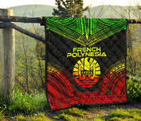 French Polynesia Premium Quilt - Gambier Islands Flag Polynesian Chief Reggae Version - Polynesian Pride