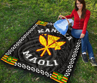 Kanaka Maoli Flag Polynesian Premium Quilt White - Love Style - Polynesian Pride