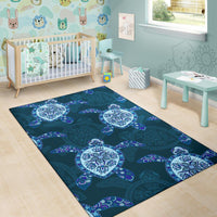 Blue Turtle Plumeria Area Rug - Polynesian Pride