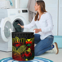 Wallis And Futuna Laundry Basket - Polynesian Turtle Hibiscus Reggae - Polynesian Pride