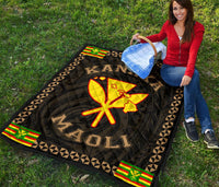 Kanaka Maoli Flag Polynesian Premium Quilt Gold - Love Style - Polynesian Pride