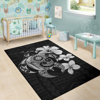 Hibiscus Plumeria Mix Polynesian Turtle Area Rug AH - Polynesian Pride