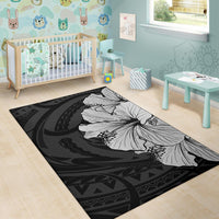 Royal Hibiscus Polynesian Tribal Area Rug Gray AH - Polynesian Pride