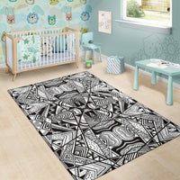 Polynesian Black And White Area Rug - Polynesian Pride
