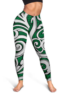 Polynesian Maori Ethnic Ornament Green Hawaii Women's Leggings AH - Polynesian Pride