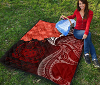Samoa Custom Personalised Premium Quilt - Samoa Seal Wave Style (Red) - Polynesian Pride