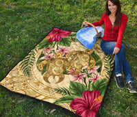Hawaii Premium Quilt - Turtle Premium Quilt Strong Pattern Hibiscus Plumeria AH - Polynesian Pride