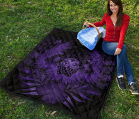 Hawaii Owl Hibiscus Plumeria Premium Quilt - Purple - Polynesian Pride