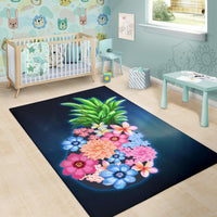 Pineapple Hibiscus Pattern Area Rug AH - Polynesian Pride