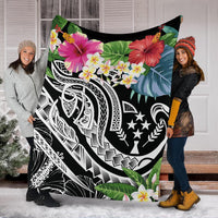 Kosrae Polynesian Premium Blanket - Summer Plumeria (Black) - Polynesian Pride